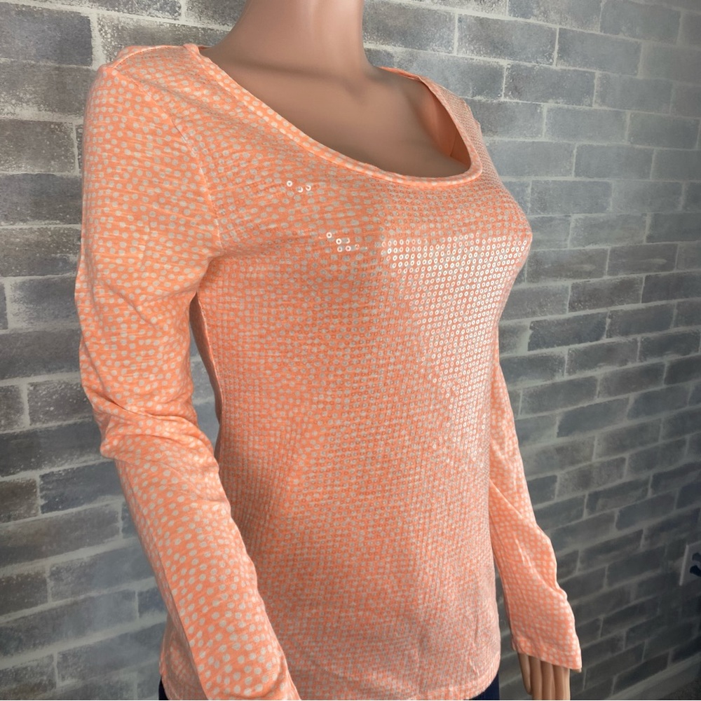 Old Navy Orange Sequined Long Sleeve T-shirt, Beautiful !! Never Worn Size Med